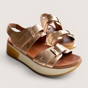 gentle souls Metallic Rose Gold Platform Sandals